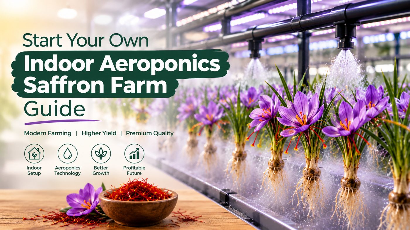 Start Your Own Indoor Aeroponics Saffron Farm Guide, saffron flowers growing under misting nozzles